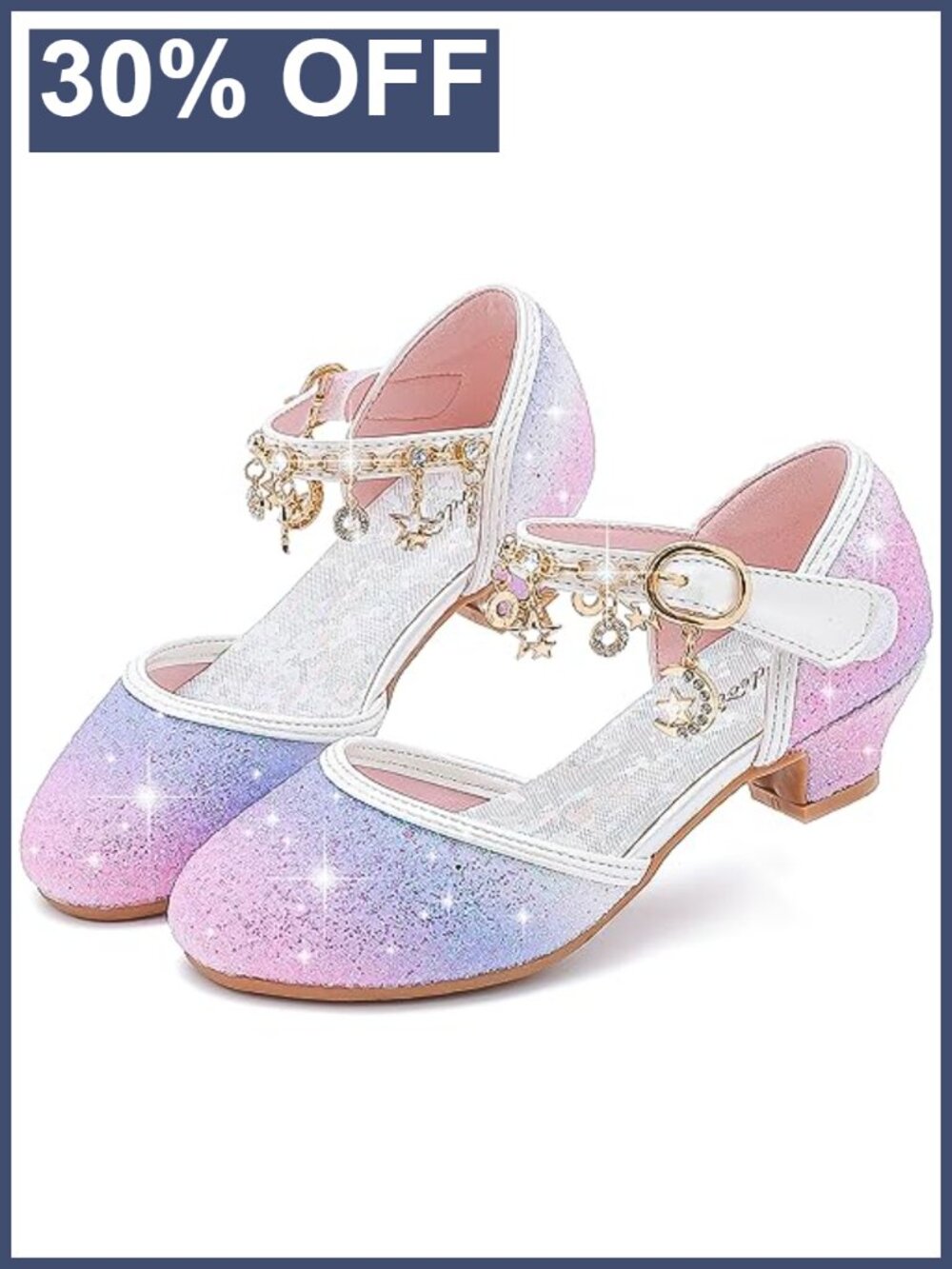 Girls Dress Shoes High Heels Glitter Princess Formal Sandals